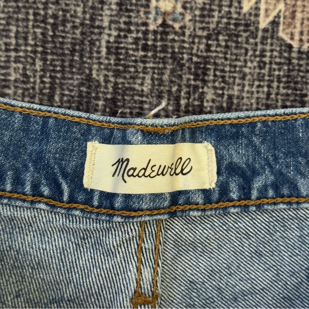 Madewell Relaxed Mid-Length Denim Shorts High-Waist Distressed Hem Women’s 26 - Picture 8 of 13